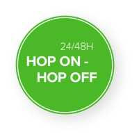 Desktop Störer Hop on hop off 24/48 Std grün rund